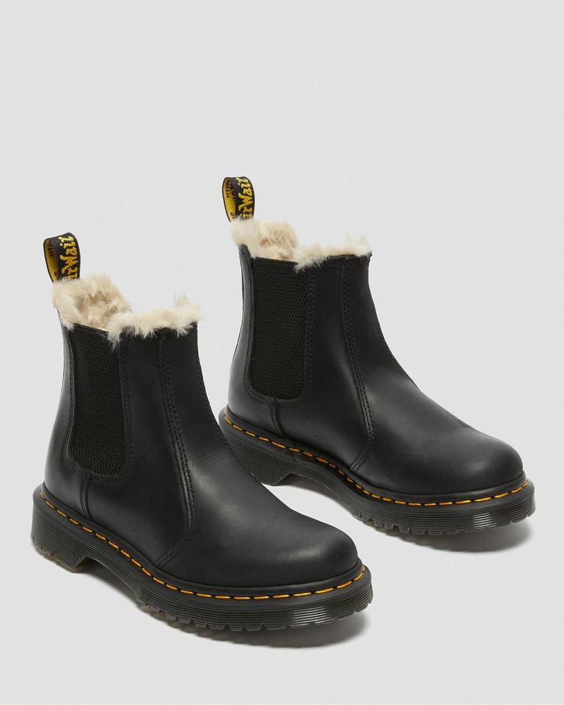 Women's Dr Martens 2976 Faux Fur Lined Ankle Boots Black | AU 24GSO